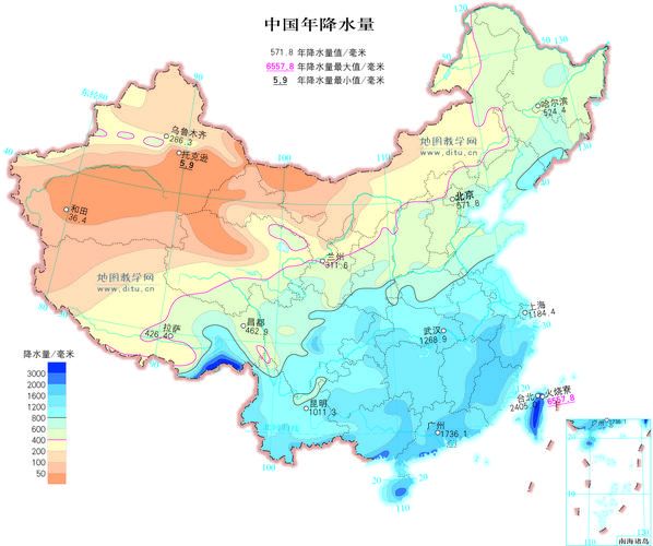 全国降水量排名前十(哪个地方雨水最少)