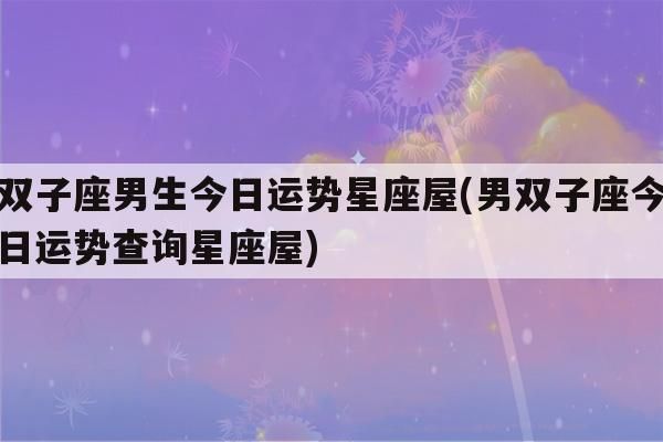 双子座运势男(容易被哪些星座吸引)