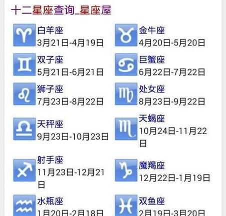 阴历星座查询(快来测试一下吧)