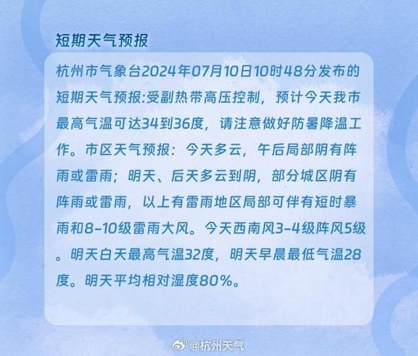 杭州今日天气预报(是晴天还是雨天)