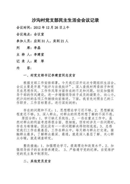 民主生活会会议记录(民主生活会会议记录给你答案)